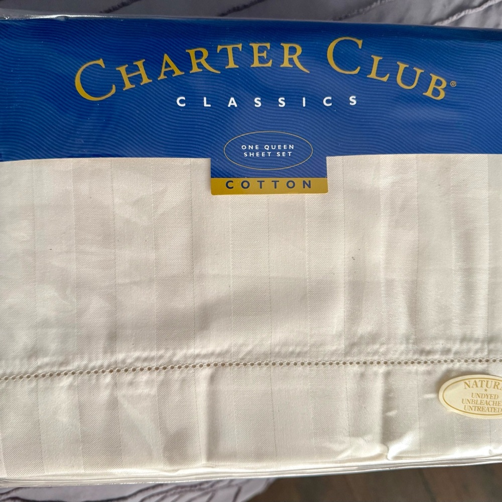 Charter Club Classics Cream Damask Stripe Bedding